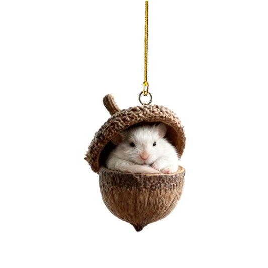 Hazelnut Forest Animal Acorn Ornaments ¨C Cozy Forest Christmas Ornament,New Woodland Creatures Christmas Ornaments,2D Flat Acrylic Pine Cone Animal Decoration,Christmas Tree Decor,Car Mirror,Gift