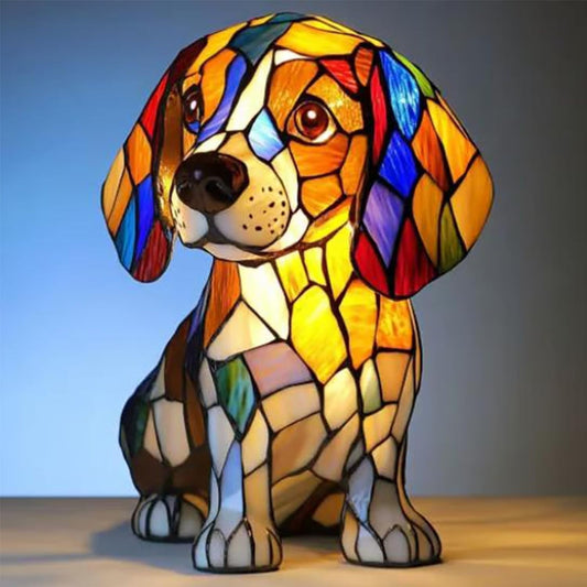 High Quality Color Mosaic Dog Lamp Cat Lamp, Night Light Cat And Dog, Led Cat Lamp Mosaic-Pug/Labrador/Beagle/Basset Hound/Lion Dog Lamp Usb, Home Decor For Bedroom Lighting For Cat And Dog Lovers