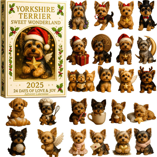 Holiday Collectible Yorkshire Terrier Sweet Wonderland 2025 Advent Calendar,Cute 2D Acrylic Dog Ornaments, 24 Days Festive Yorkie Surprises,Christmas Countdown Decor,Gift For Dog Lovers
