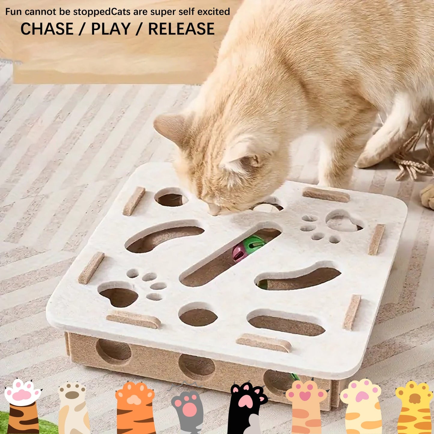 Indoor Pet Game For Mental Stimulation-Exercise,Anxiety Relief-30X30X7.5Cm Pet Box Interactive Digging Construction Scene Puzzle Toy,Interactive Pet Digging Box With Puzzle Game,3 Random Color Balls