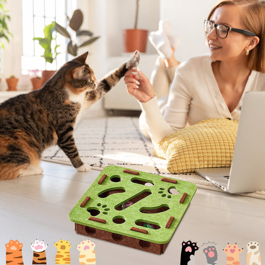 Indoor Pet Game For Mental Stimulation-Exercise,Anxiety Relief-30X30X7.5Cm Pet Box Interactive Digging Construction Scene Puzzle Toy,Interactive Pet Digging Box With Puzzle Game,3 Random Color Balls