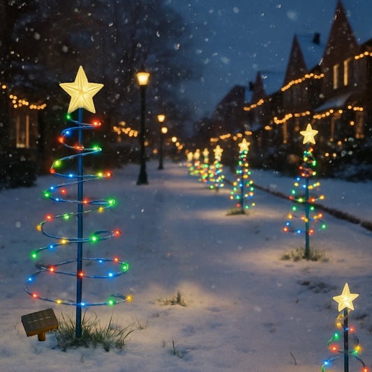 Led Christmas Solar Lights Christmas Tree Warm Color Lights Colored Light Two Options 8 Lighting Modes,Solar Powered Led Christmas Tree Light,Ip55 Waterproof Outdoor Garden & Patio Decor,Color