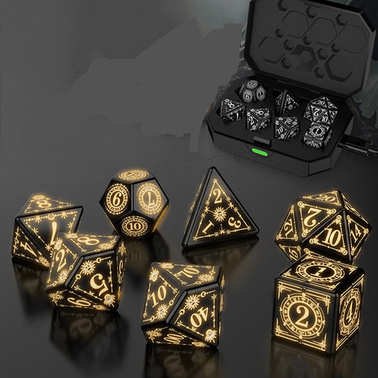 Light up DND Dice, Dice Set D&D Dungeons and Dragons Dice, LED Dice Set D&D Rechargeable, Light Up D&D Dice Set with Charging Box LED RGB Polyhedral Role Playing Dice Set 7 PCS Flashing Glowing Dice