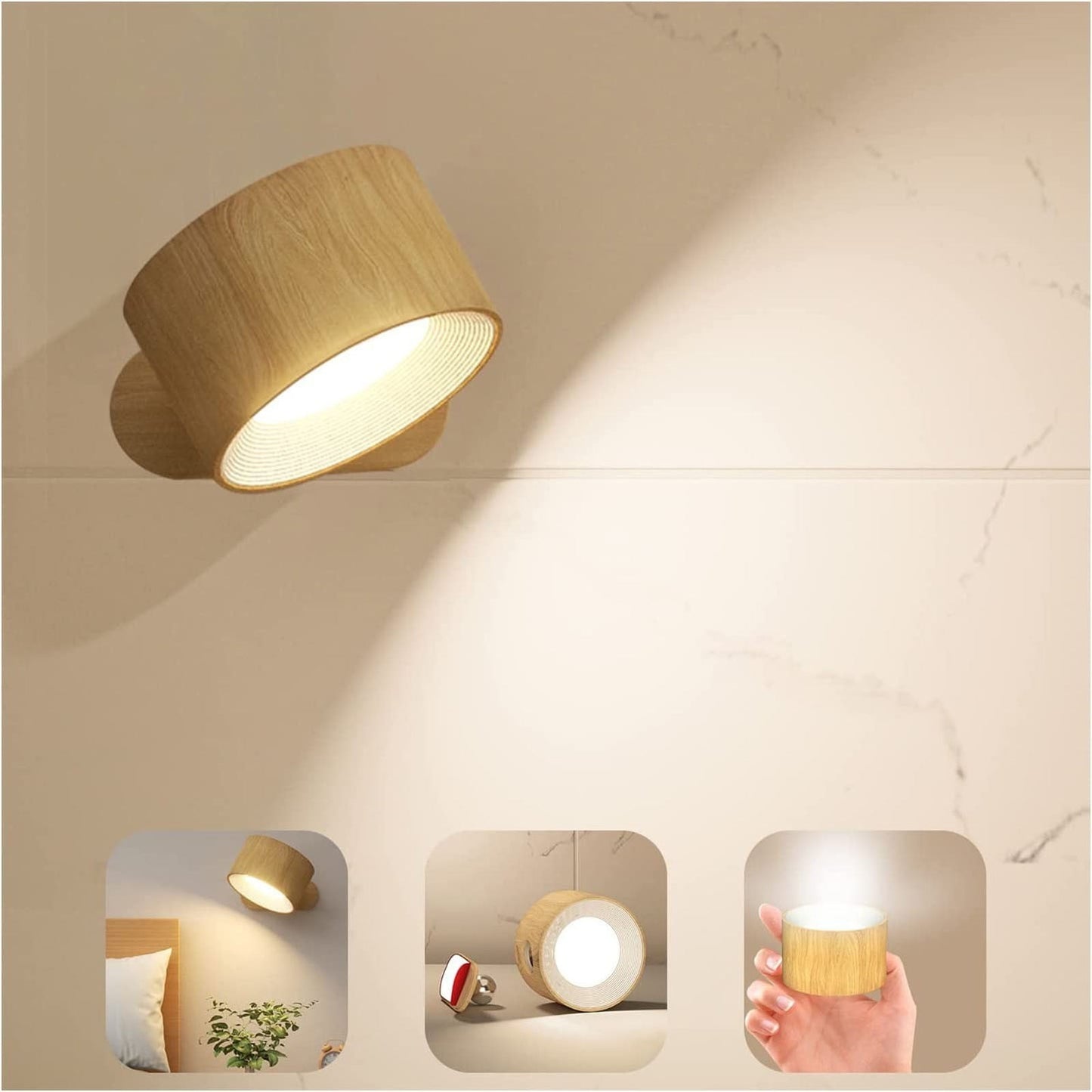 Lights of Sweden Wall Lights, USB Rechargeable Wall Mounted Sconces, Living Room Gadgets, LED Wall Lights, Portable Adjustable Night Light Magnetic Suction Cabinet Light for Bathroom, Living