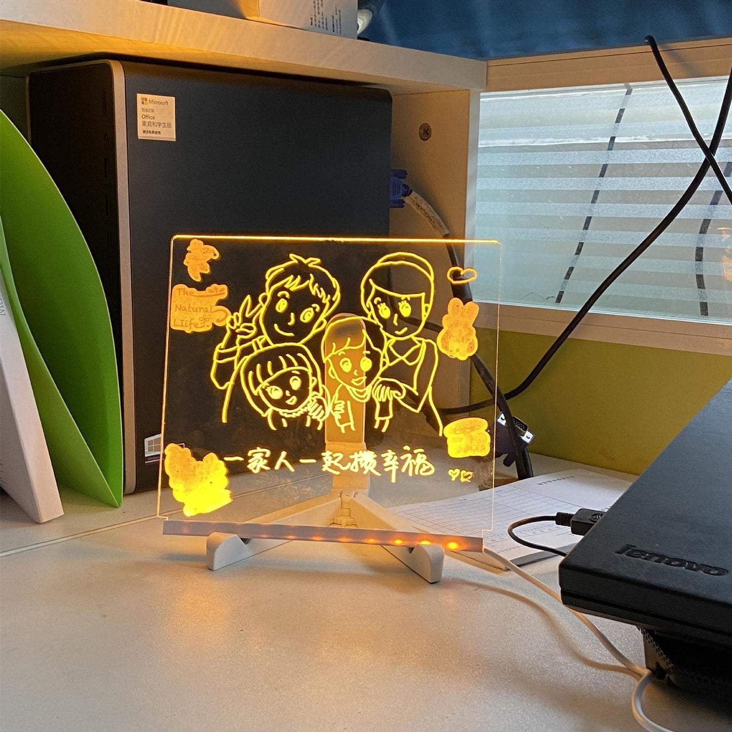 Magic Board with 12 Color Pens/3 Specification/Adjustable Stand, Led Drawing Board, Kids Neon Drawing Pad - Soft Eye Protection Light