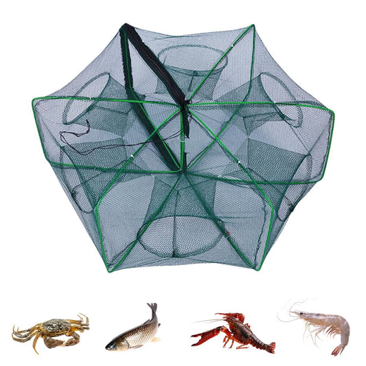 The Magic Foldable Fishing Trap, 6 Holes Foldable Fishing Nets for Fish/Crab/Shrimp/Crawdad, Portable Folded Fishing Bait Trap Kit for Outdoor Fishing