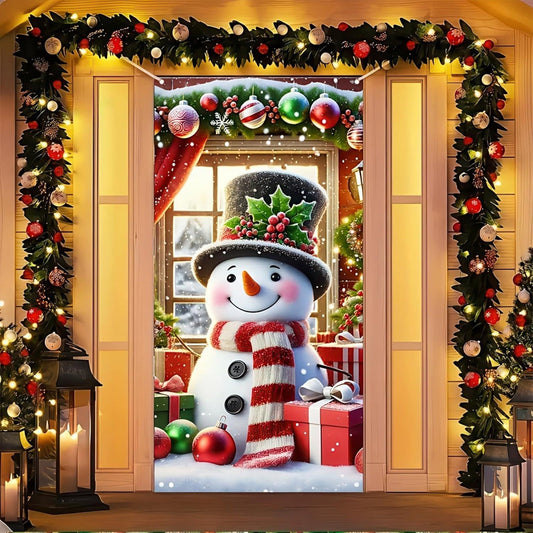 Merry Christmas Door Cover Christmas Photo Backdrop Xmas Winter Holiday Party Decorations And Supplies For Home,Ront Door Christmas Decorations,Christmas Door Decorations,Christmas Background-71¡Á35''