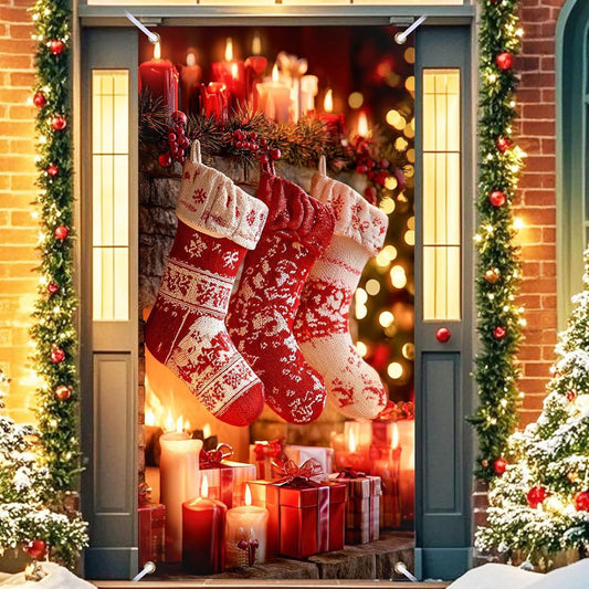 Merry Christmas Door Cover Christmas Photo Backdrop Xmas Winter Holiday Party Decorations And Supplies For Home,Ront Door Christmas Decorations,Christmas Door Decorations,Christmas Background-71¡Á35''