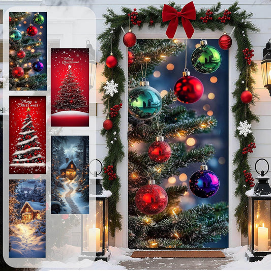 Merry Christmas Door Cover Christmas Photo Backdrop Xmas Winter Holiday Party Decorations And Supplies For Home,Ront Door Christmas Decorations,Christmas Door Decorations,Christmas Background-71¡Á35''