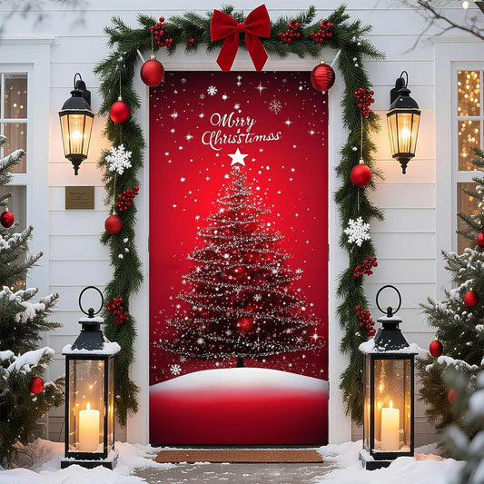 Merry Christmas Door Cover Christmas Photo Backdrop Xmas Winter Holiday Party Decorations And Supplies For Home,Ront Door Christmas Decorations,Christmas Door Decorations,Christmas Background-71¡Á35''