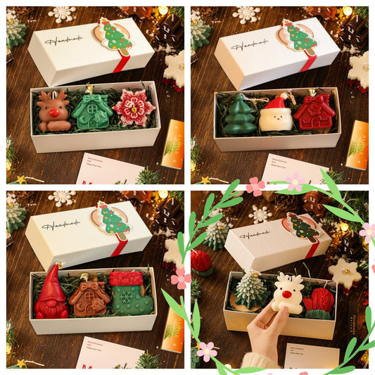 Mini Christmas Candles,Decorative Christmas Candles,Christmas Candle Gift Set,Tree Elk Snowman Glove Shaped Candles Gift For Women Christmas Home Party Decor Xmas Holiday Bedroom Table New Year Decor