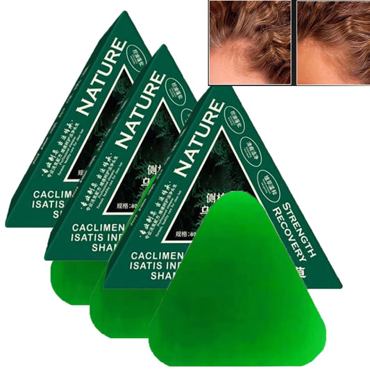 Nature Triangle Shampoo Bar 2025, Nature Seven Green Soap Shampoo,Grass Shampoo Bar, Calming & Strengthens Hair for Women and Mens£¬3PCS