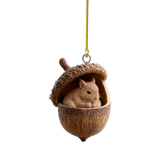 New Hot Forest Animal Acorn Ornaments ¨C Cozy Forest Christmas Ornament,New Woodland Creatures Christmas Ornaments,2D Flat Acrylic Pine Cone Animal Decoration,Christmas Tree Decor,Car Mirror,Gifts