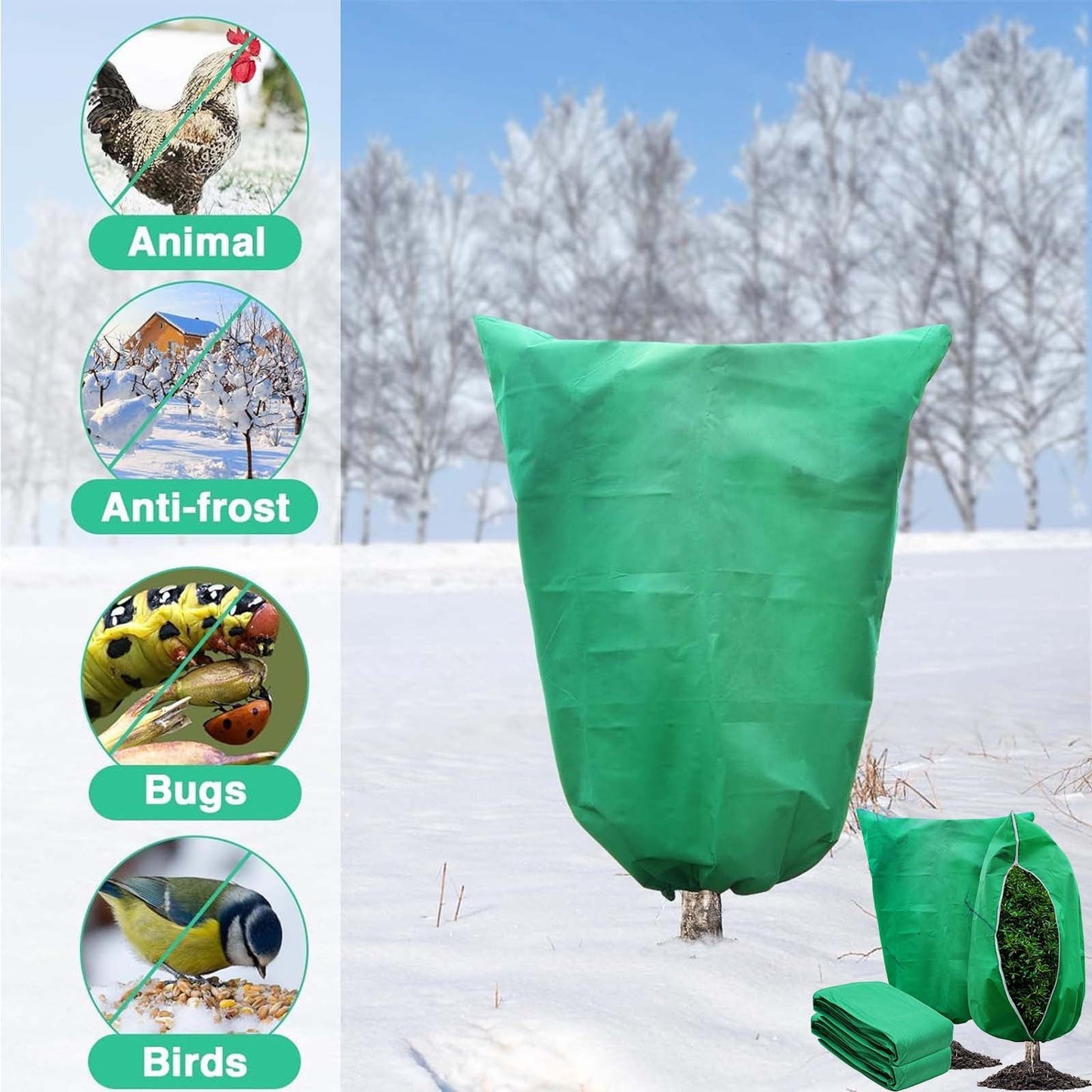 Plant Cover Tree Freeze Protection, Shrub Protecting Bag,Reusable Plant Frost Protection Covers With Zipper & Drawstring, Protection Yard Garden Winter Blankets Outdoor Shrubs, Trees & Potted Plants
