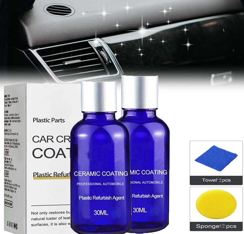 Plastic Parts Refurbish Agent, 2024 New Crystal Coating for Car Plastic Parts,Ceramic Coating For Cars,Plastic Parts Refurbish Plastic Parts Crystal Coating, Plastic Coating Trim Restore,2PCS