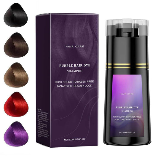 Hair Dye Shampoo, Hair Care, Hair Care Shampoo,3 In 1 Haircare Instant Dye Shampoo, Natural Hair Color Shampoo For Gray Hair Coverage, Suitable For Women & Men,Purple