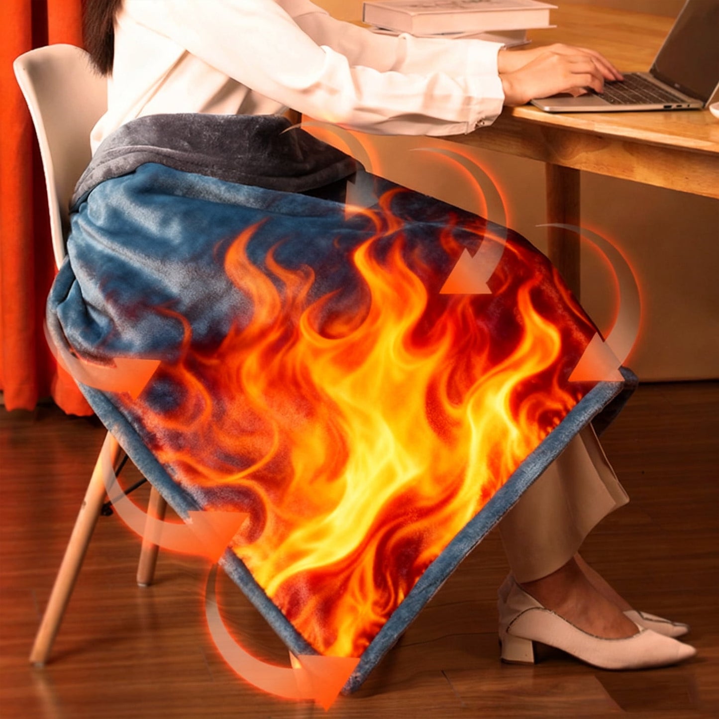 Portable Heated Blanket,Wearable Blanket,Heated Blanket,Rechargeable Heating Blanket & Shawl, Portable 60X80Cm Electric Warm Throw With Multiple Heat Settings For Home & Office Use