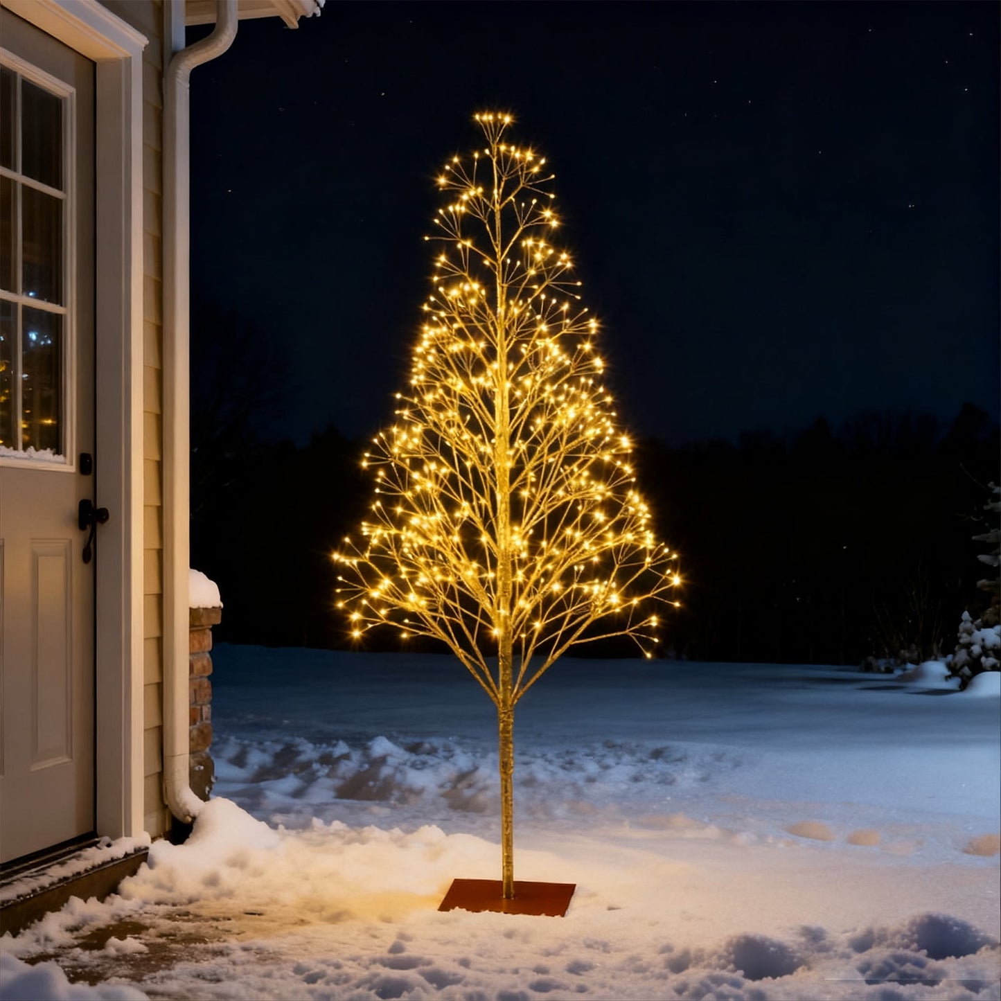 Pre-Lit Christmas Trees _Pre-Lit Starburst Gold Artificial Christmas Tree With Warm White Twinkling Led Lights, Christmas Decorations,USB 60cm
