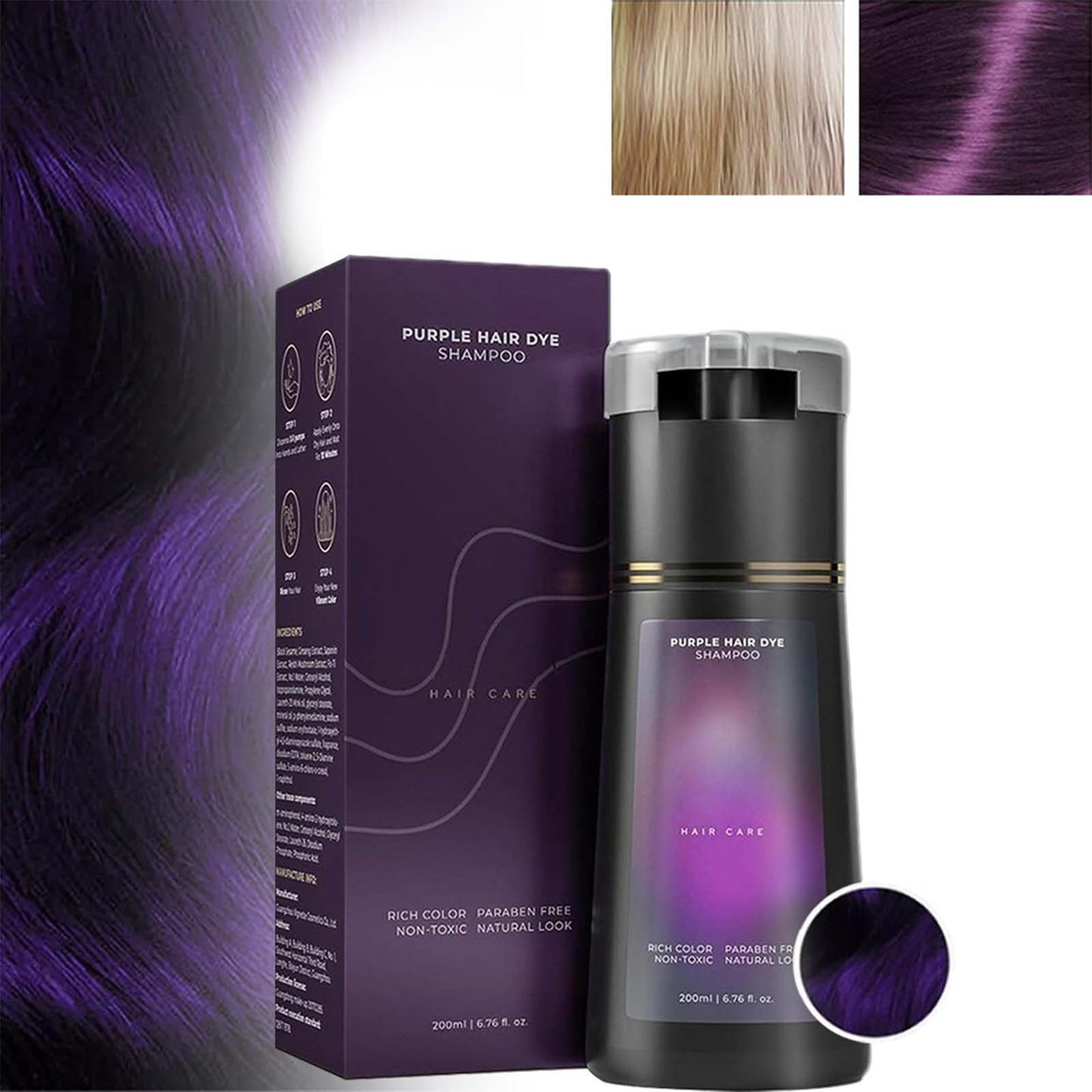 Hair Dye Shampoo, Hair Care, Hair Care Shampoo,3 In 1 Haircare Instant Dye Shampoo, Natural Hair Color Shampoo For Gray Hair Coverage, Suitable For Women & Men,Purple