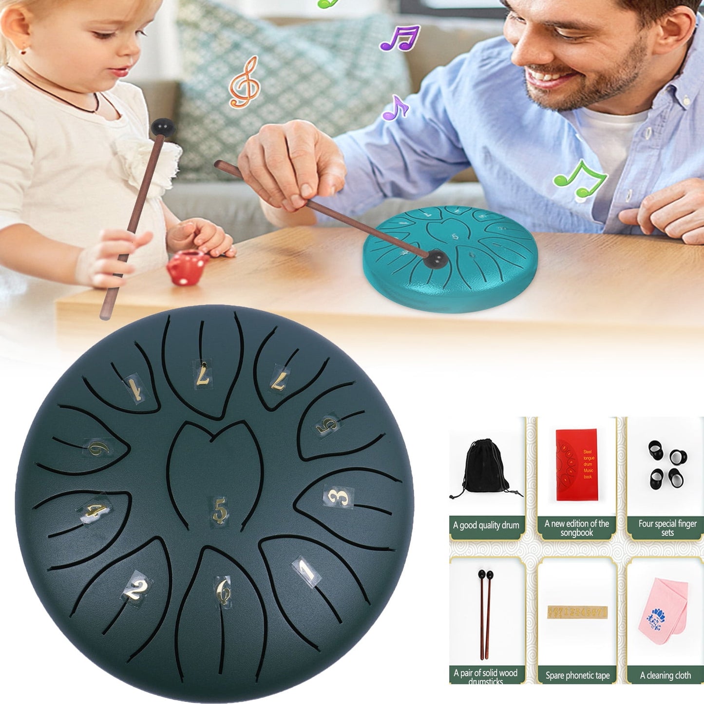 Rain Drum for Outside Garden, Steel Tongue Drum 6 Inches 11 Notes, Rain Chime Rain Drum for Outside, Steel Tongue Drum Rain Chime Waterproof, Steel Tongue Drum, Mini Handpan Drum