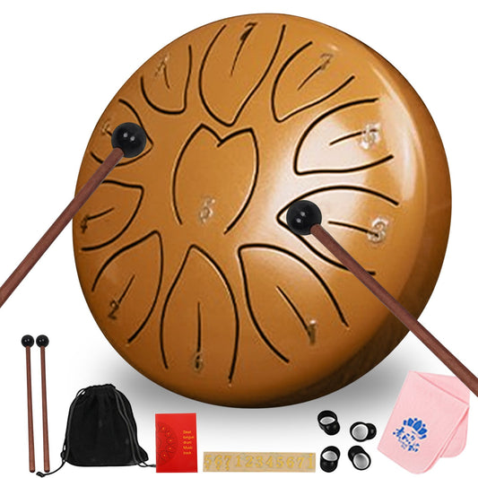 Rain Drum for Outside Garden, Steel Tongue Drum 6 Inches 11 Notes, Rain Chime Rain Drum for Outside, Steel Tongue Drum Rain Chime Waterproof, Steel Tongue Drum, Mini Handpan Drum