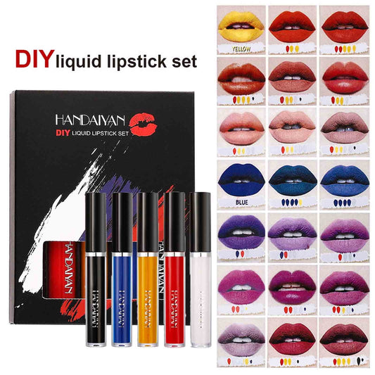 Rdeuod 5PCS World Cup Mini Lipstick Set Matte Long Lipstick,Red Lipstick