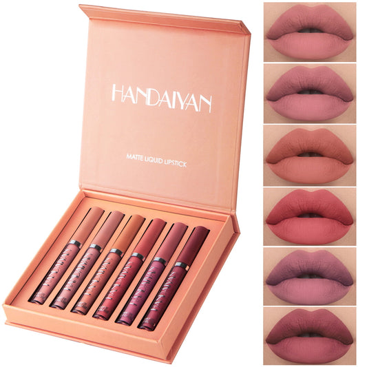 Rdeuod 6PCS Lipstick Set Non-stick Matte Lip Gloss Set Multi-color Lipstick,Red Lipstick 2.5ml