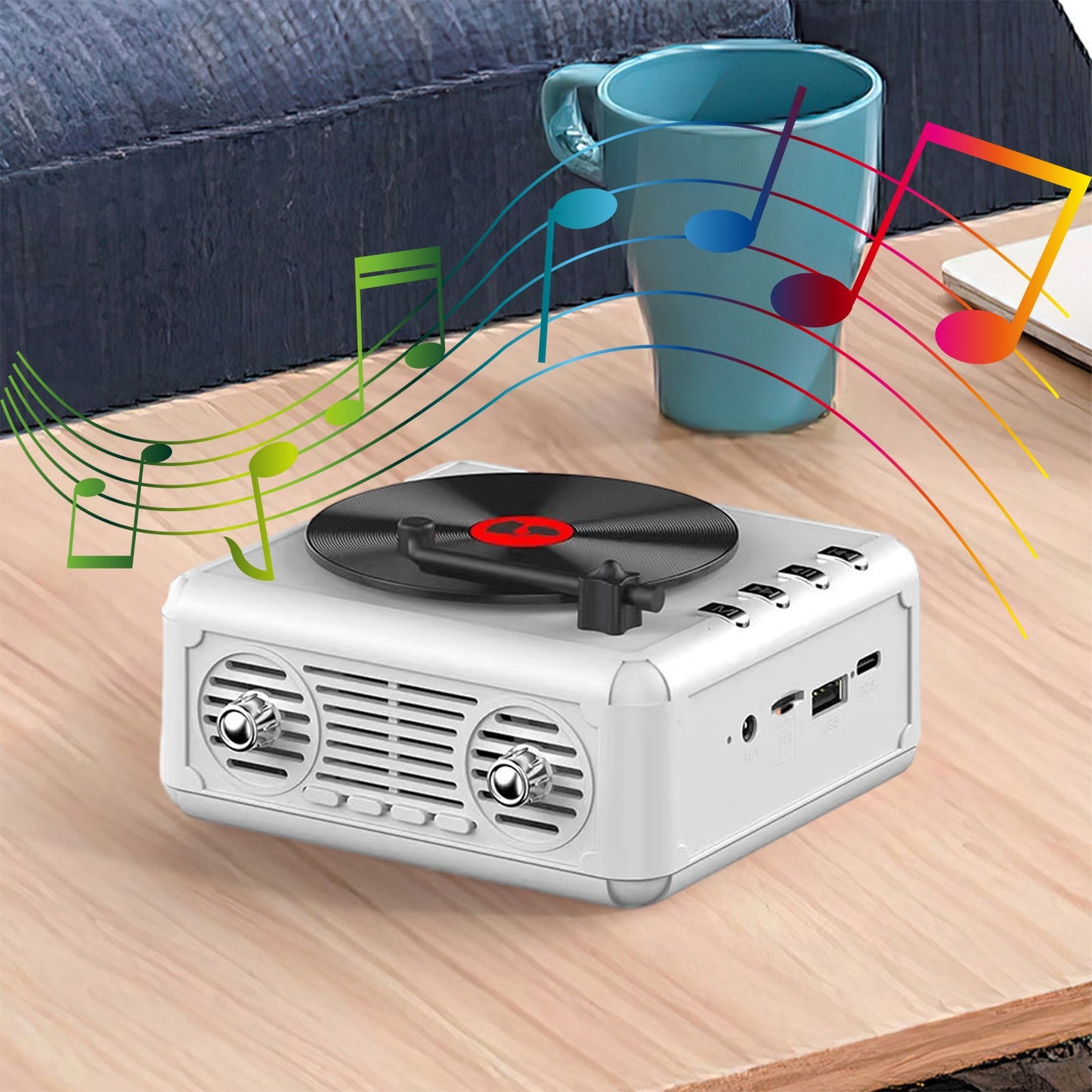Rdeuod Bluetooth Speakers,Record Player Wireless Bluetooth Sound Retro s Mini Portable Card Insert Small Speaker Subwoofer Gift,White,12.5¡Á11¡Á6CM
