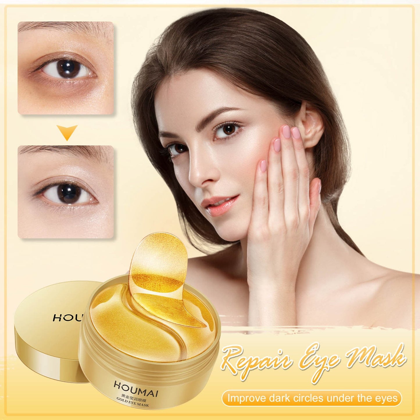 Rdeuod Under Eye Patches,Under Eye Patches,Gold Repair & Black Pearl Under Eye Mask,Eye Gel Masks For Moisturizing & Reducing Dark Circles, Puffiness And Wrinkles (60Pcs)£¬80ML£¬A,One Size