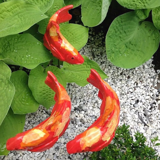 Rdeuod Garden Statues, Koi Fish Decor, Antique Ceramic Koi Fish Garden Statue,Fish Sculpture Garden for Outdoors, Patio Decor, Backyard and Home Kitchen Decoration