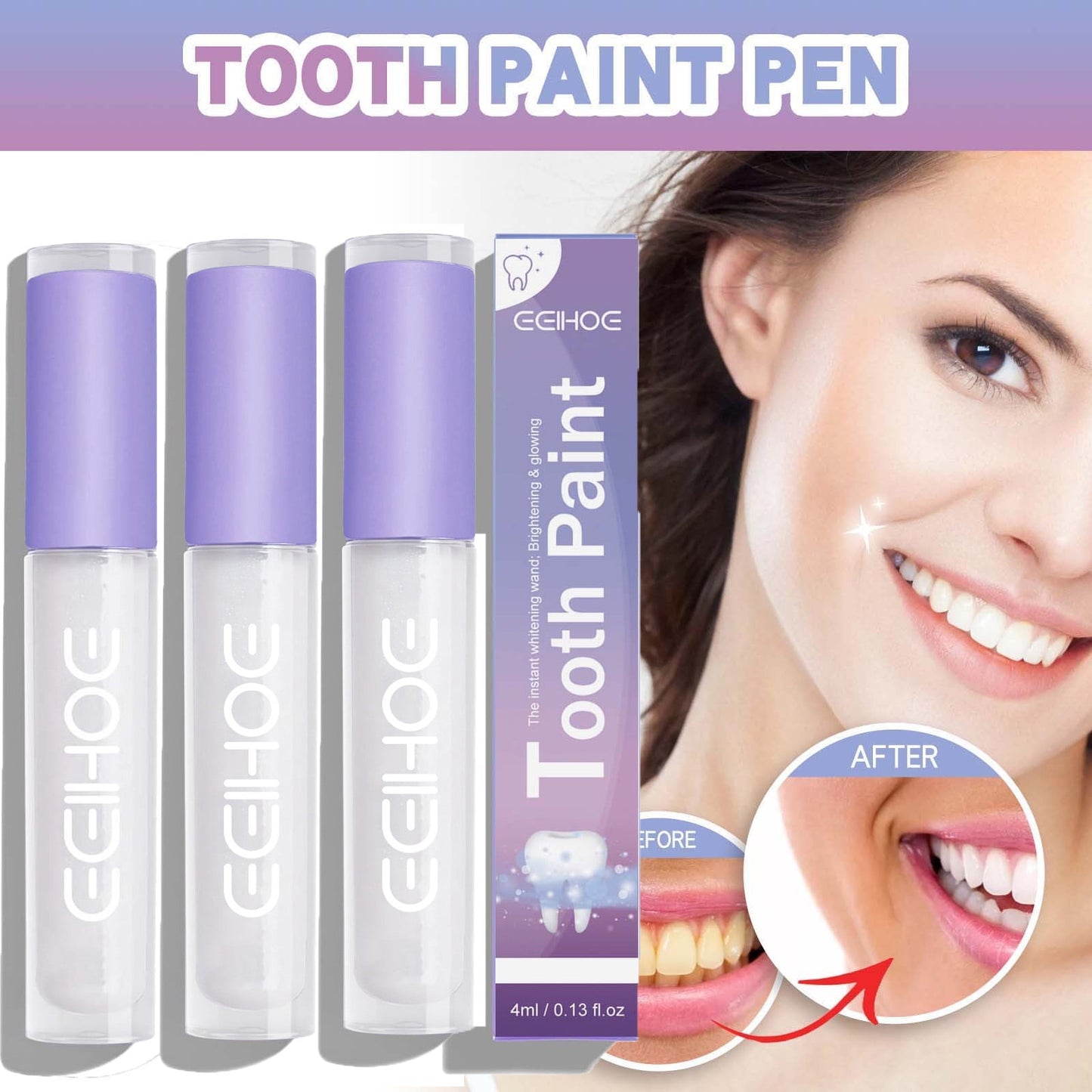 Rdeuod Glostik Tooth Gloss,Whiter Teeth, Glostik Tooth Gloss Whiter Teeth, Teeth Whitening Essence Pen for Tooth Stain Removal, Instant Gloss Results, Fast Removes Years of Stains (3pc)