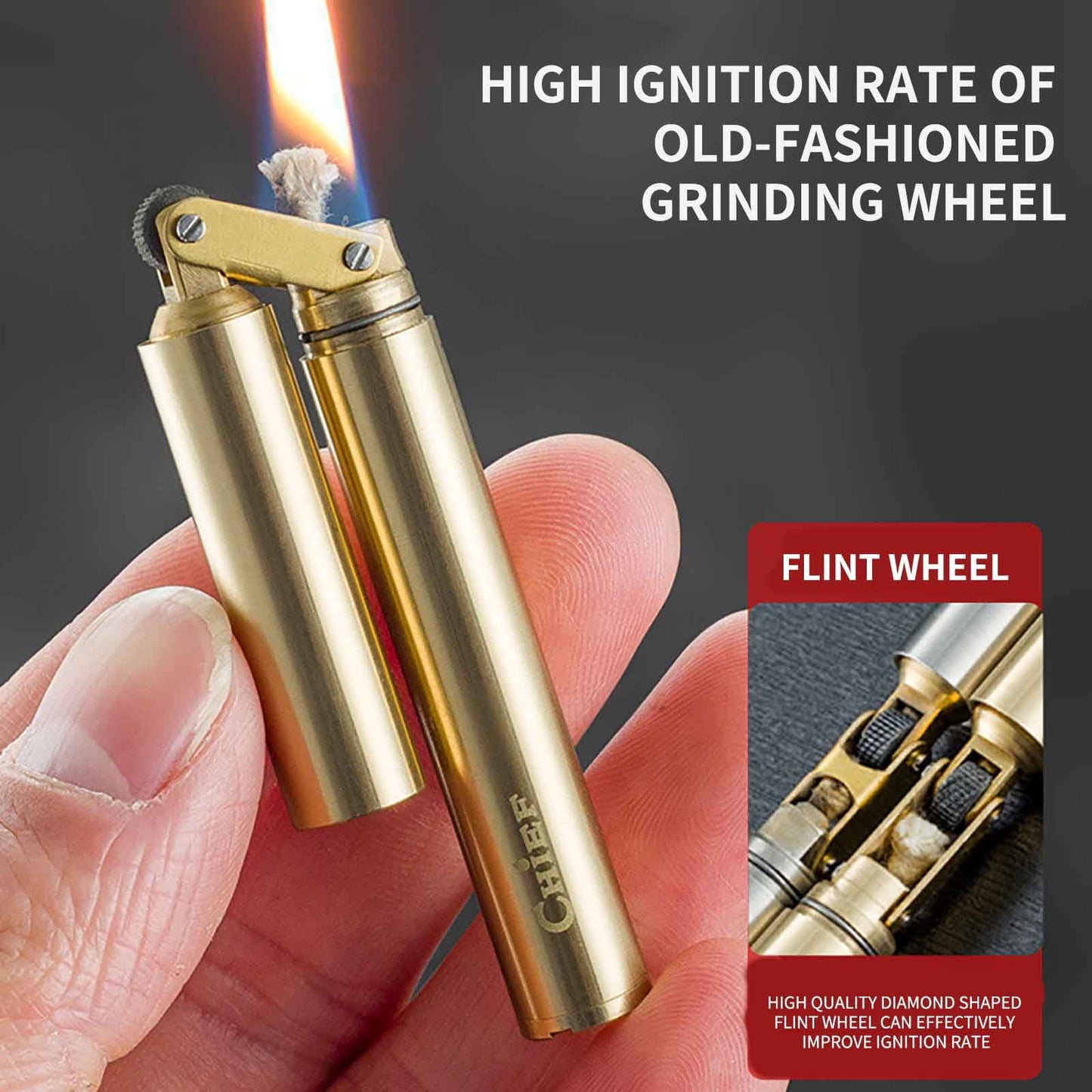 Rdeuod Lighters,Brass Lighter Vintage Retro Drawer Automatic Ignition Kerosene Lighter