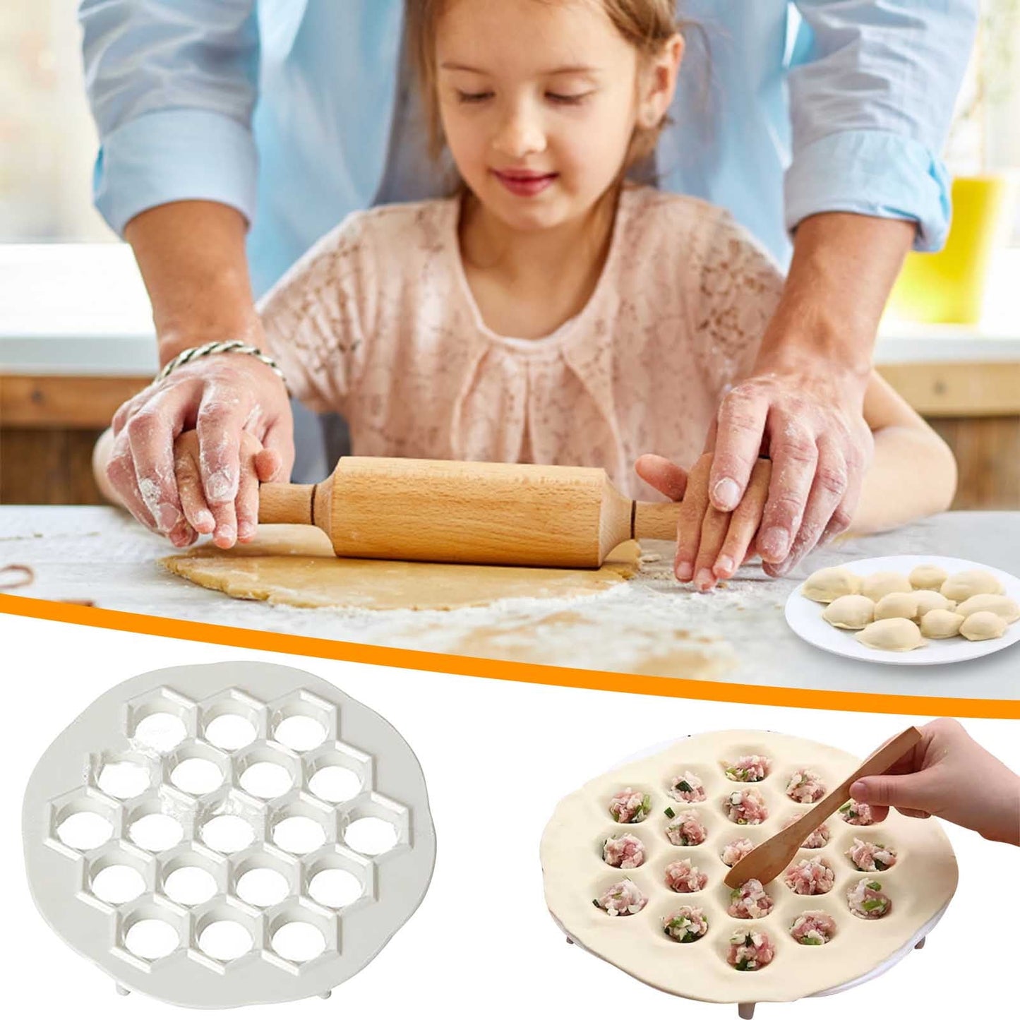 Rdeuod [small] 19 Hole Dumpling Maker Dumpling Maker Gadgets Tool Dough Press Ravioli Making Mould DIY Kitchen,Pie Molds,white