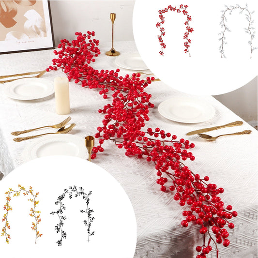 Red Fruit Christmas Rattan Decoration Winding Simulation Rattan Branches Year Berries,Outdoor Christmas Tree Decorations Gift Ornaments,Table Center Party Decorations