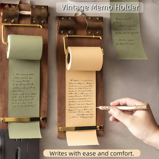Refillable Wall Mounted Paper Roll,Vintage Clipboard Hanging Memo Board, Refillable Kraft Paper Roll With Cutter, Includes Wooden Pen For Retro Office, Kitchen & Home Decor