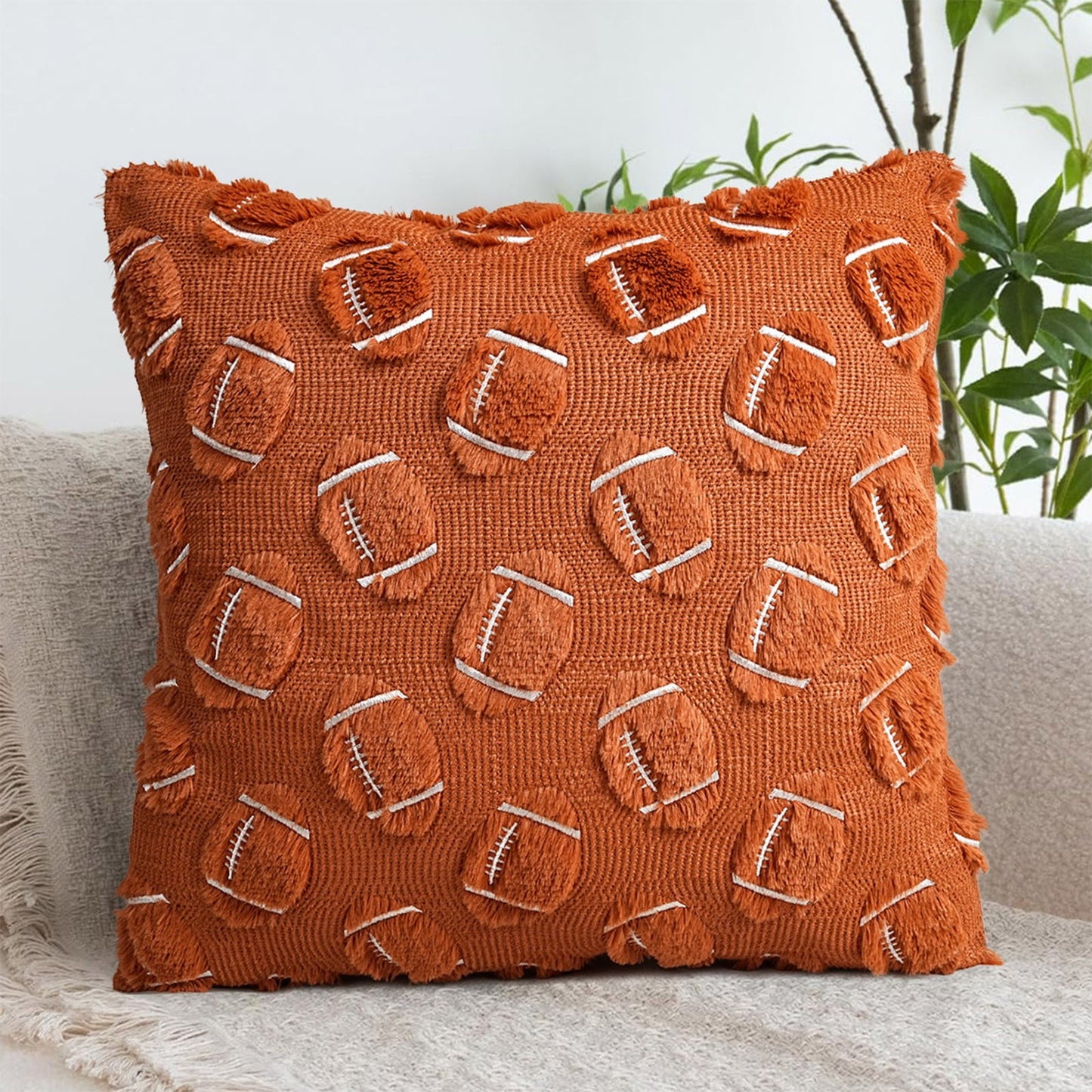 Rugby Series Lovers Gift-Football Ornaments,Football Christmas Ornaments,Pillow Covers With Patterns 17.7X17.7 Inches Decorative Pillow Cases With Soft Fabric Hidden Zipper For Home Decor