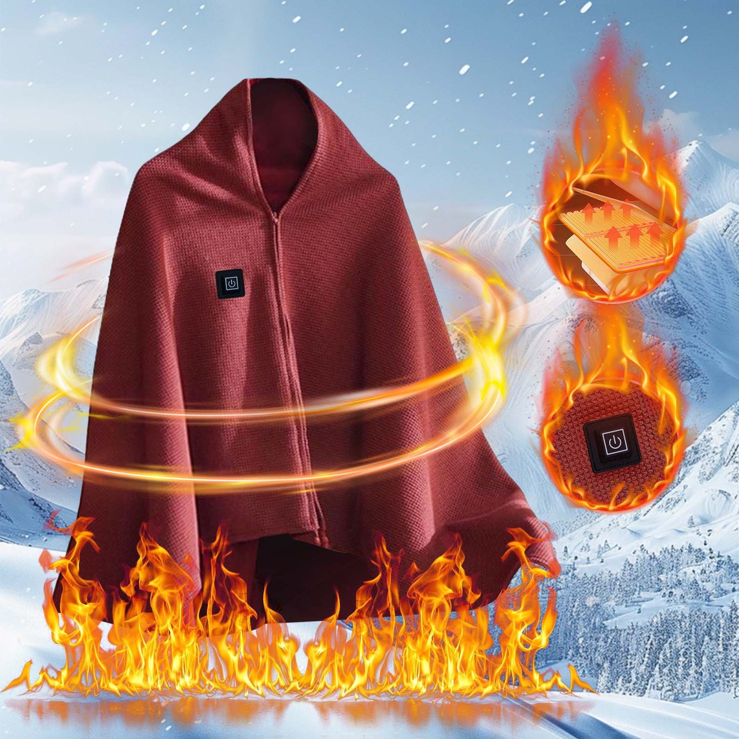 Portable Heated Shawl, Freelady Heated Shawl, Heated Blanket USB Throw Blanket, Cordless Heated Blanket Portable Wearable USB Rechargeable Heated Blanket, Heated Shawl Wraps for Women , Washable