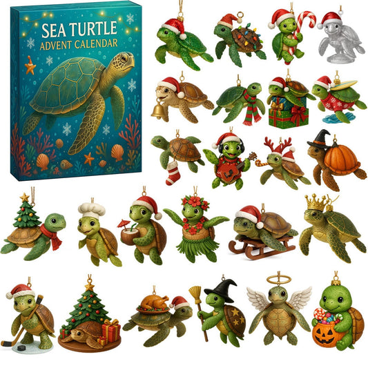 Sea Turtle Christmas Advent Calendar - 24 Days Ocean Themed Countdown Box With Daily Surprises, Marine Life Holiday Decor & Unique Gift For Nature Lovers
