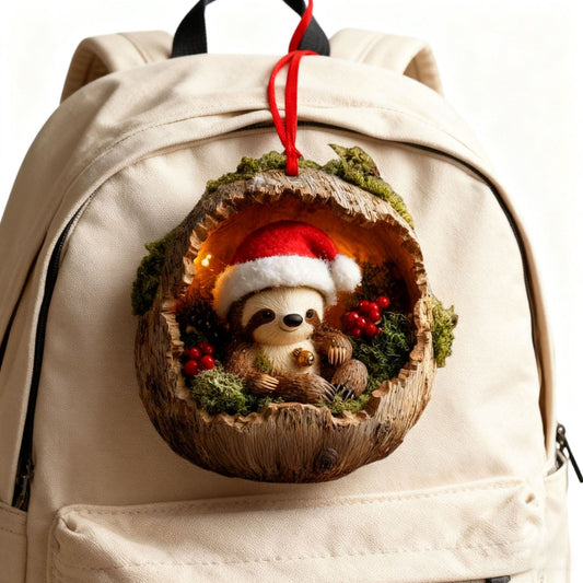 Sleeping Forest Animal Christmas Ornaments Forest Christmas Tree Decoration Woodland Christmas Ornament,Sleeping Owl Christmas Tree Animal Pattern 2D Acrylic Ornament,Forest Animal Acorn Ornament