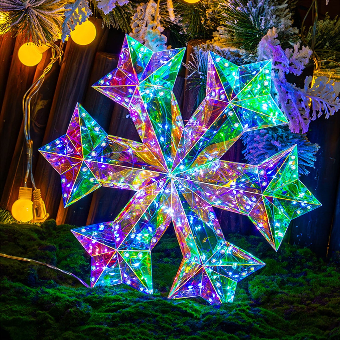 Snowflake Lights - Hanging Holiday Decorations With Iridescent Snowflake Light Accents For Parties And Festive Seasonal Indoor Outdoor D¨¦cor