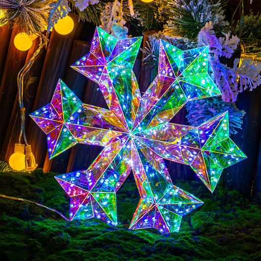 Snowflake Lights - Hanging Holiday Decorations With Iridescent Snowflake Light Accents For Parties And Festive Seasonal Indoor Outdoor D¨¦cor