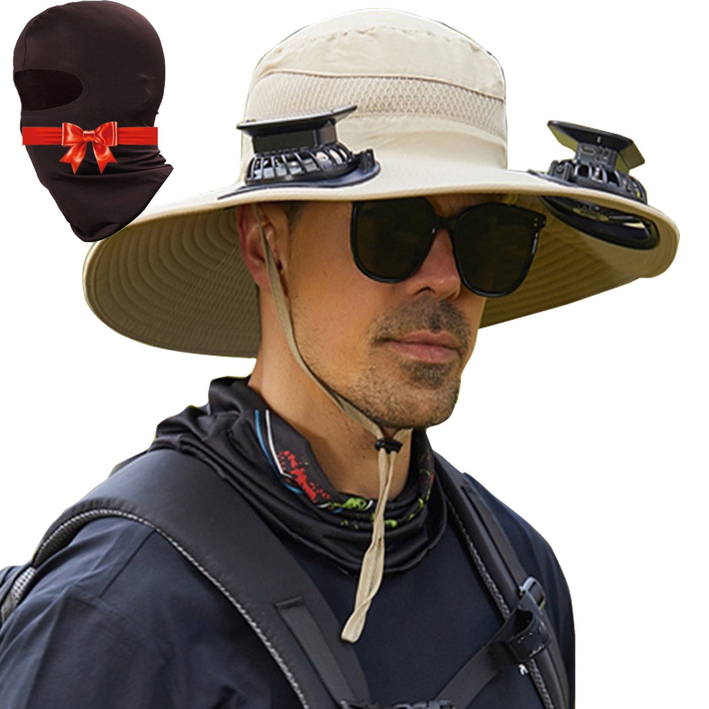 Solar Fan Hat,Solar Powered Fan Hat,Wide Brim Solar Fan Hat Outdoor Wide Brim Sun Hat Solar Panel Fan Hat Solar Hat With Built In Fan With 2 Solar Fan Fishing Hat For Men - Removable & Usb Charging