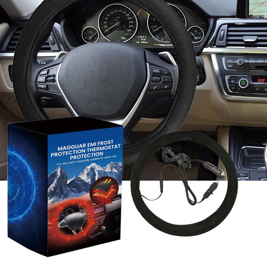 Steering Wheel Heater,Steering Wheel Warmer,Heated Steering Wheel Cover,12V Heated Steering Wheel Cover, 38Cm Universal Soft Suede Car Steering Wheel Warmer With Easy Install For Cars, Trucks & Suvs