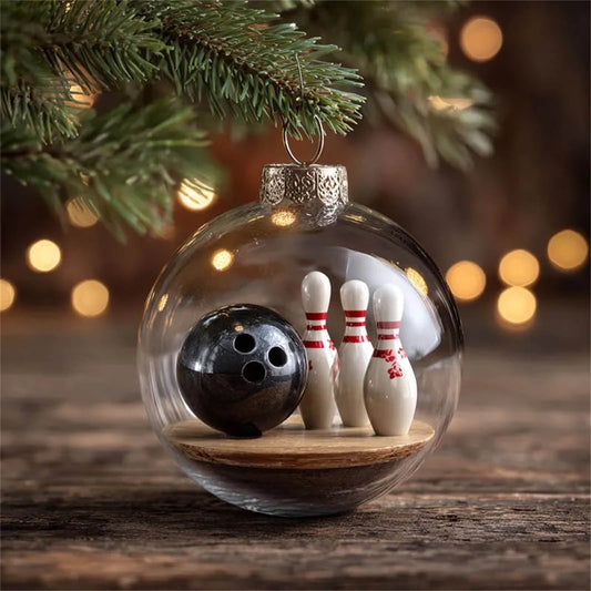 Stereoscopic Glass Keepsake Ornaments,Sports Holiday Ornament,Themed Micro Scenes 3D Crystal Sports Ornament Set With Winter,Clear Plastic Christmas Balls For Xmas Tree & Home D¨¦cor,Memorial Gifts