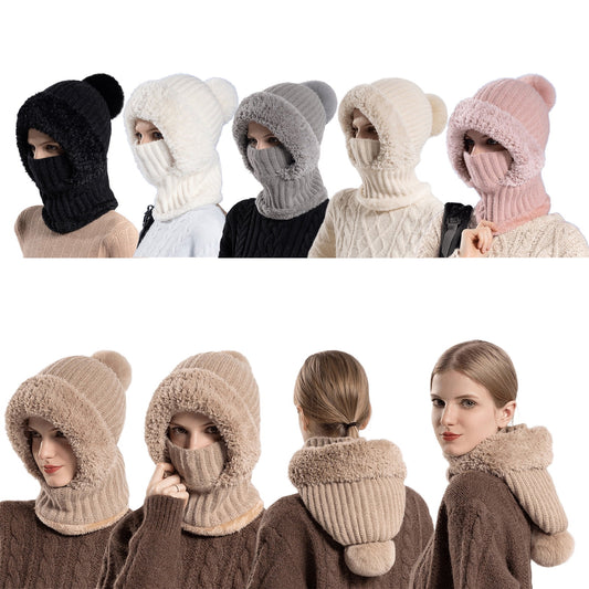 Super Warm Beanie 3 In 1 Hat For Women,Winter Clothing For Women Upgrade 3 In 1 Beanie Hat With Scarf And Mask, Fall Winter Warm Knitted Ski Scarf And Mask Set,Khaki