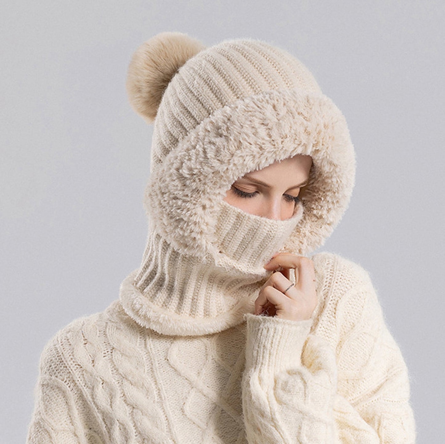Super Warm Beanie 3 In 1 Hat For Women,Winter Clothing For Women Upgrade 3 In 1 Beanie Hat With Scarf And Mask, Fall Winter Warm Knitted Ski Scarf And Mask Set