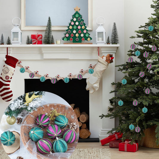 Teal Christmas Ornaments - Turquoise Holiday Decoration Hanging Glitter Sequin Foam Ball Ornaments For Seasonal Christmas Tree And Party Display
