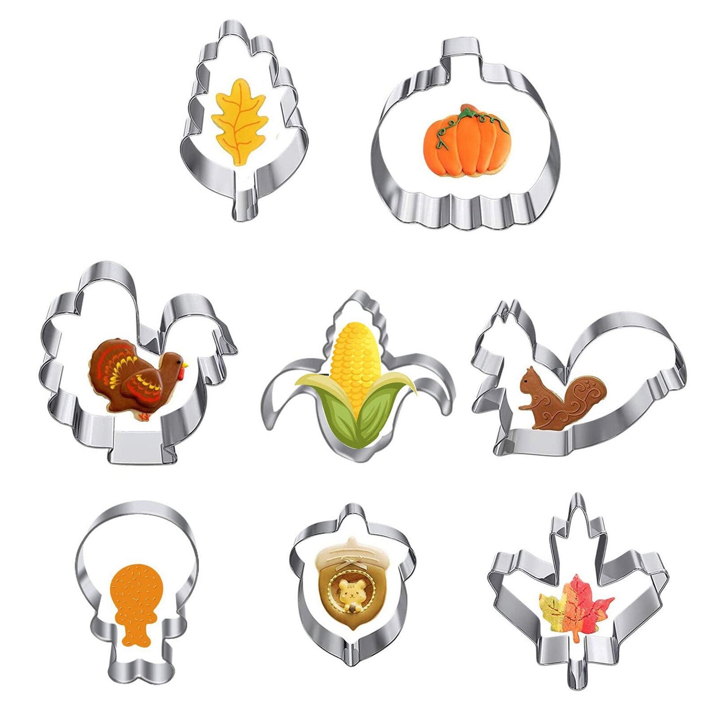 Thanksgiving Cookie Cutter, Mini Cookie Cutters,Cookie Cutters Set, Mini Stainless Steel Molds ,Pumpkin Holiday Shapes For Thanksgiving Party Decorations