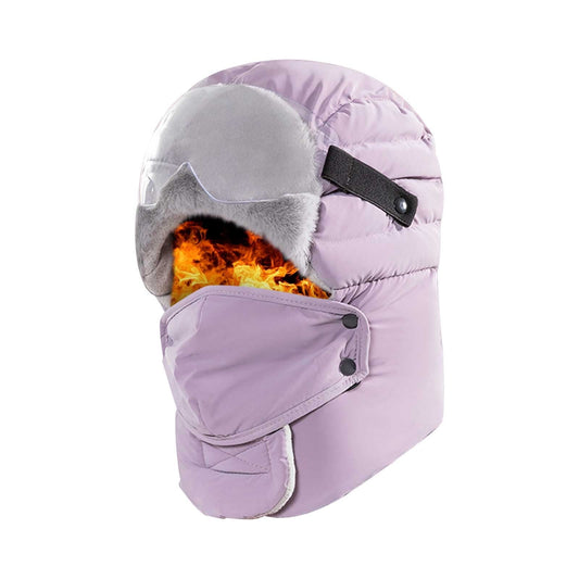 Trapper Hat,Winter Goggles,Men Women Windproof Full Cover With Glasses Mask,Winter Thermal Thick Ski Cap Camping Hunting,Winter Windproof Mask For Cycling Cold-Proof Plus Hood Cycling Warm Weapon Hat