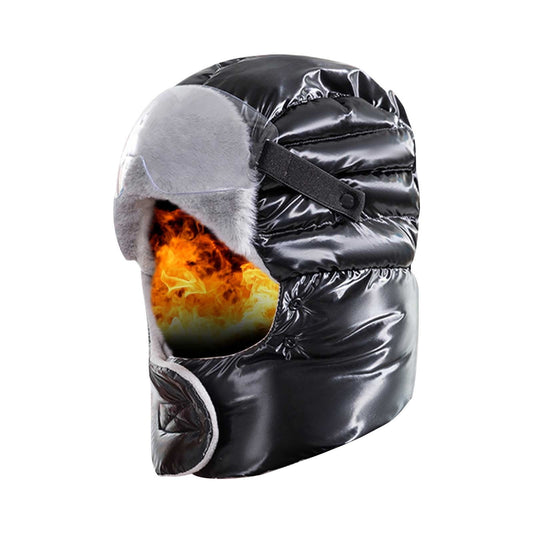 Trapper Hat,Winter Goggles,Men Women Windproof Full Cover With Glasses Mask,Winter Thermal Thick Ski Cap Camping Hunting,Winter Windproof Mask For Cycling Cold-Proof Plus Hood Cycling Warm Weapon Hat